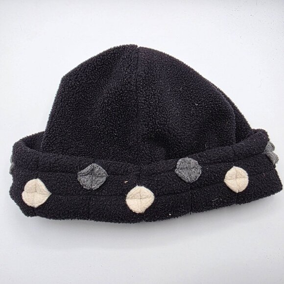Fownes Polartec Kids One Size Black Fleece Hat Embellished Winter Beanie Warm - Picture 2 of 5